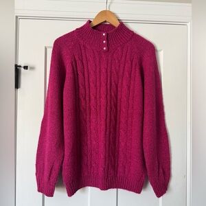 Vintage Miranda Cottagecore Cable Knit Pink Romantic Sweater M